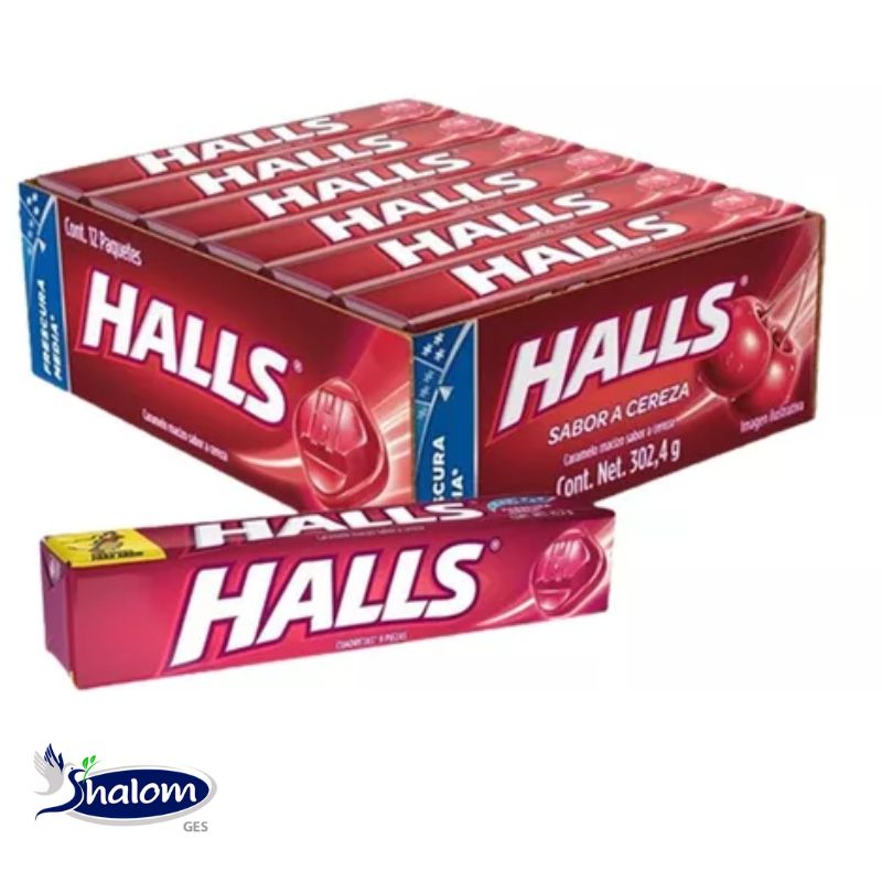 Mentas Halls Cherry Tubo Caja*12Un