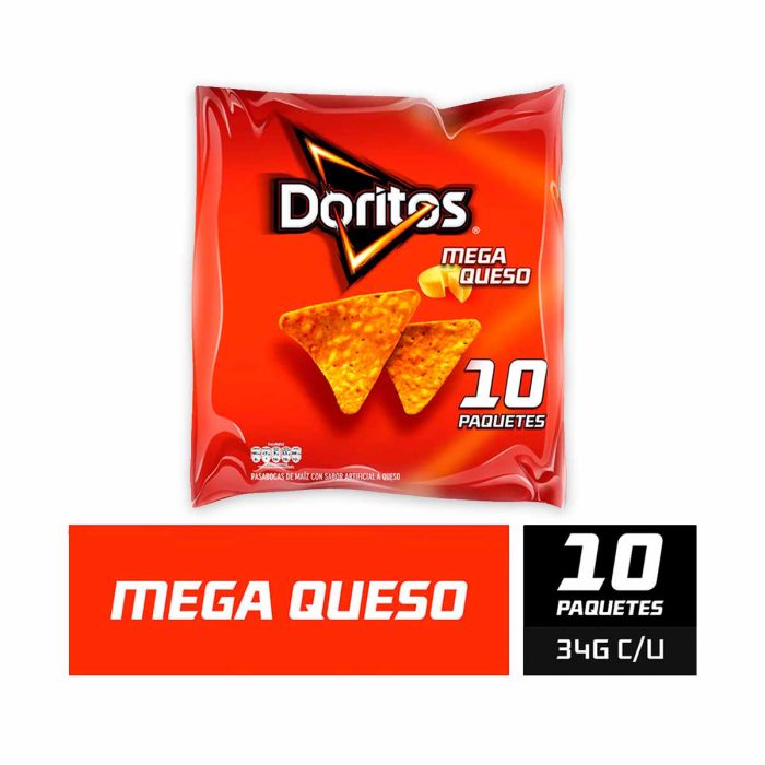 DORITOS MEGAQUESO 34G X 10 - BOLSA