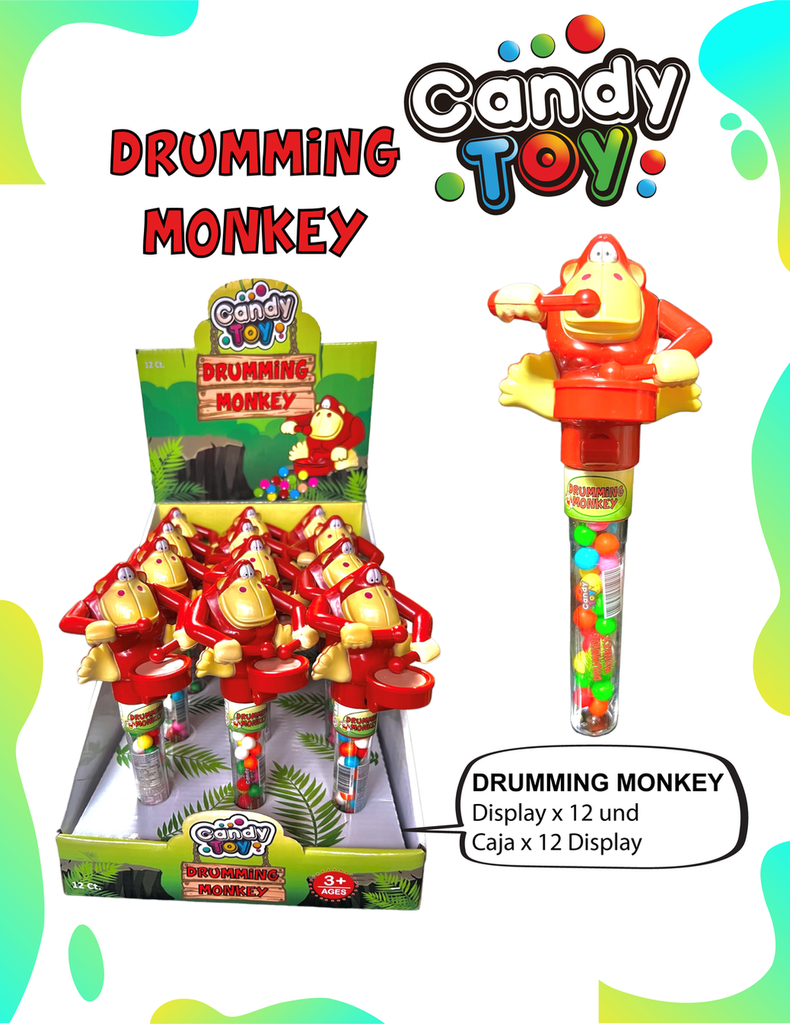 CANDY TOY DRUMMING MONKEY - 1 UND
