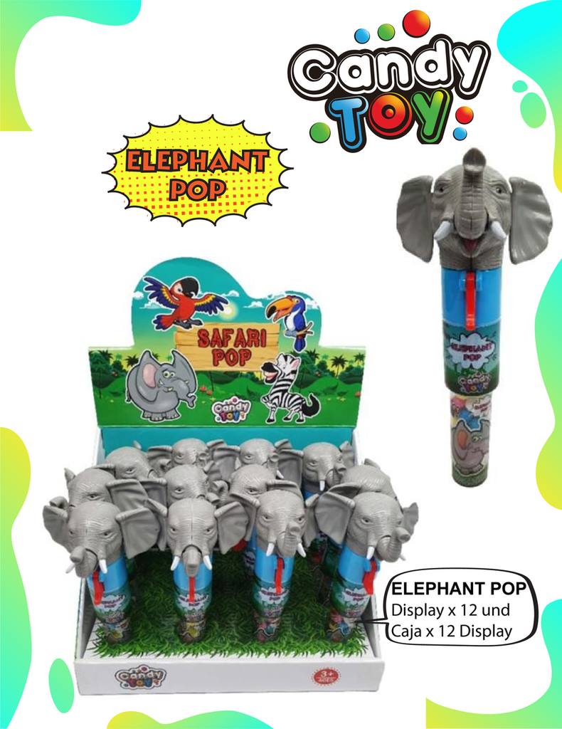 CANDY TOY ELEPHANT POP - 12 UND