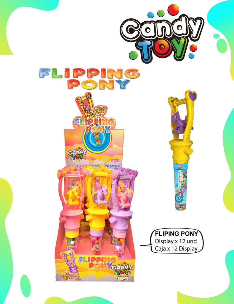 CANDY TOY FLIPPING PONY - 12 UND