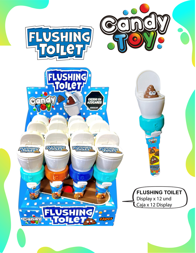 CANDY TOY FLUSHING TOILET - 12 UND