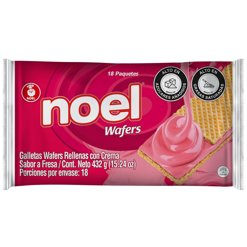 Galletas Noel Wafers Fresa Bs. 18X4