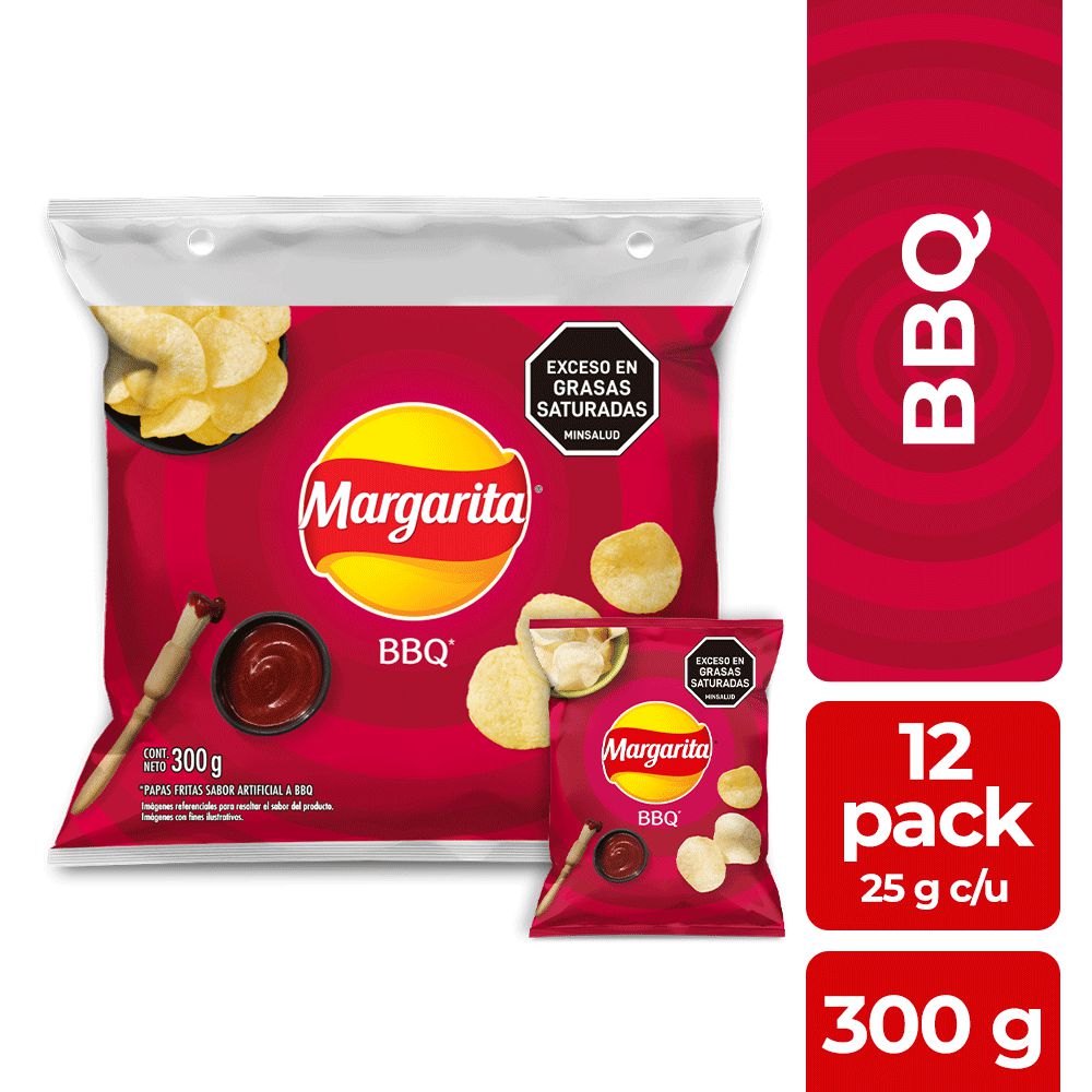 PAPAS MARGARITA BBQ 25G X 12 - BOLSA