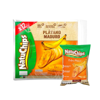 NATUCHIPS PLATANO MADURO 38G X 12 - BOLSA