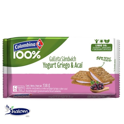 [EC9953] Galleta Colombina Sandwich Yogurt Y Acai *138Grs