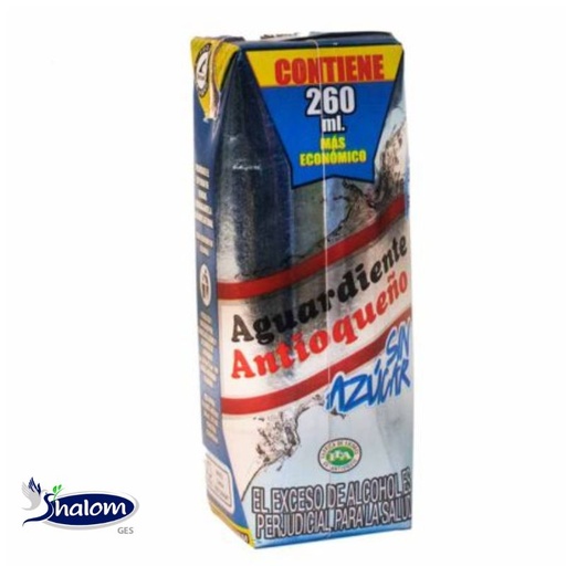 [EC49] Aguardiente Antioqueño Azul Sin Azucar Tetra *260Ml