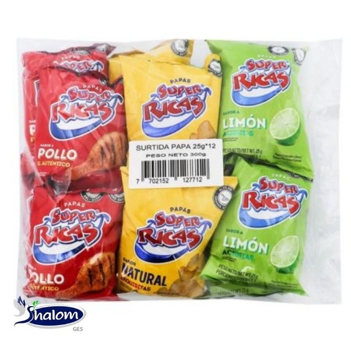 [EC3149] PAPAS FRITAS INDIVIDUAL X25GR MARGARITA O SUPERICAS - PAQUETEX12